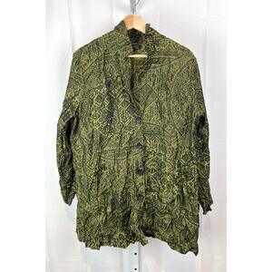 LIV by Habitat Size L Crushed Boyfriend Jacket Tunic Crinkle Citron Green